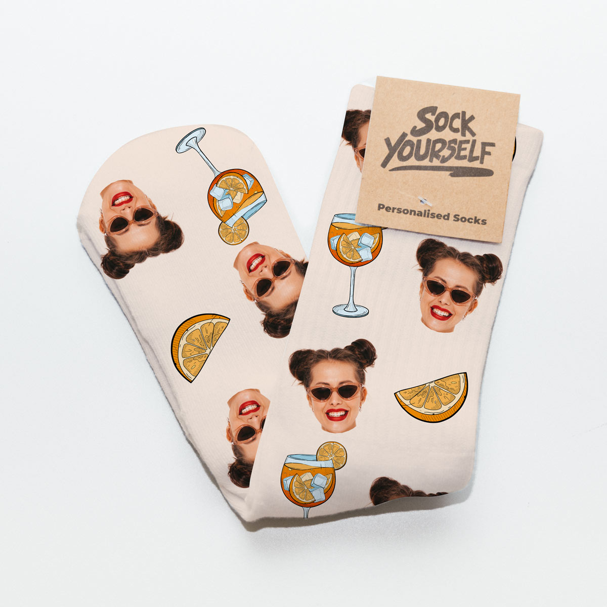 Personalisierbare Aperol Socken mit Gesicht