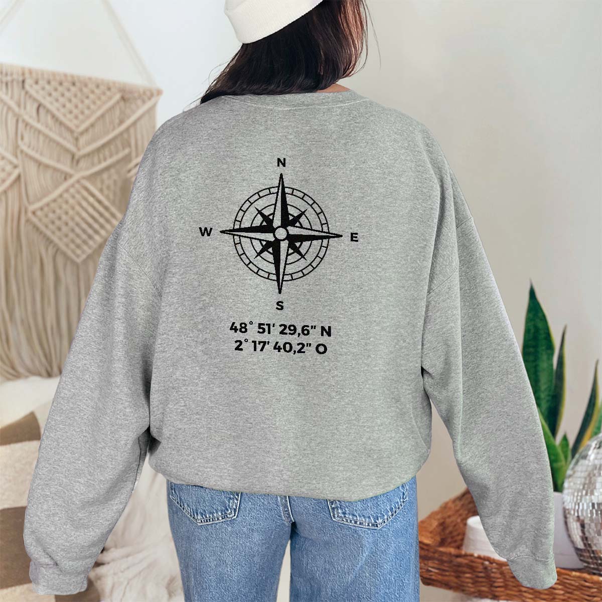 Personalisierbarer Pullover mit Kompass und Text, Geschenke Frauen, Geschenke Freundin, Geschenk Schwester, Witzige Geschenke, Romantische Geschenke, Hochzeitsgeschenk, Kleine Geschenke, Geschenk, Geschenkidee