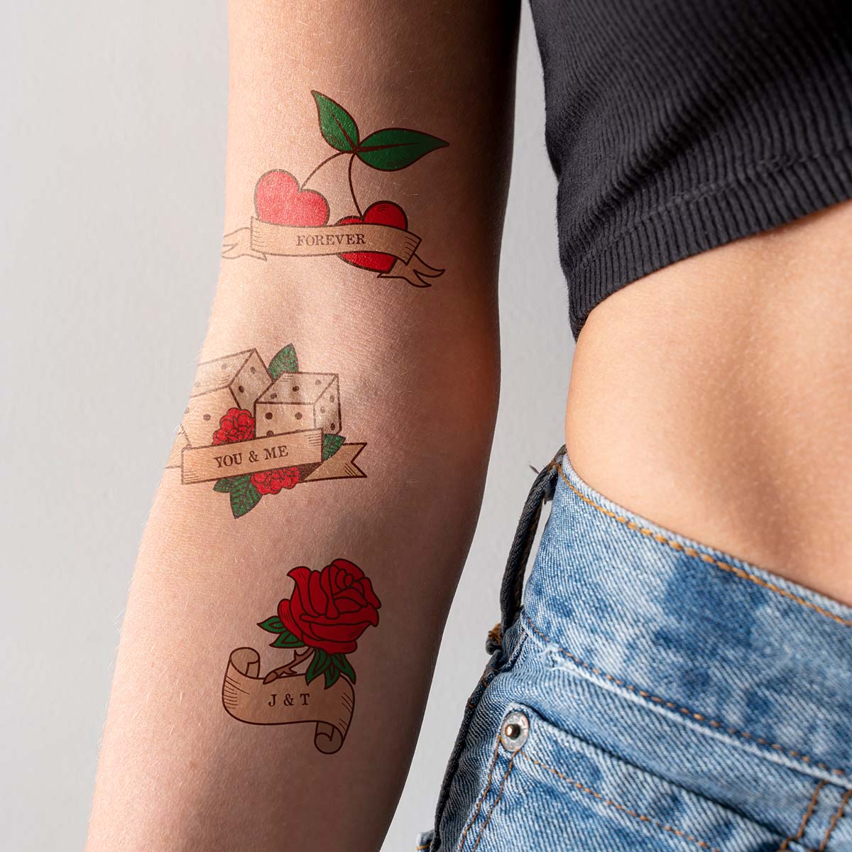 Personalisierbare Tattoos 6er Set mit Retro-Designs und Text, Geschenke Frauen, Geschenke Freundin, Geschenk Schwester, Geschenk Mama, Witzige Geschenke, Romantische Geschenke, Hochzeitsgeschenk, Kleine Geschenke, Geschenk, Geschenkidee