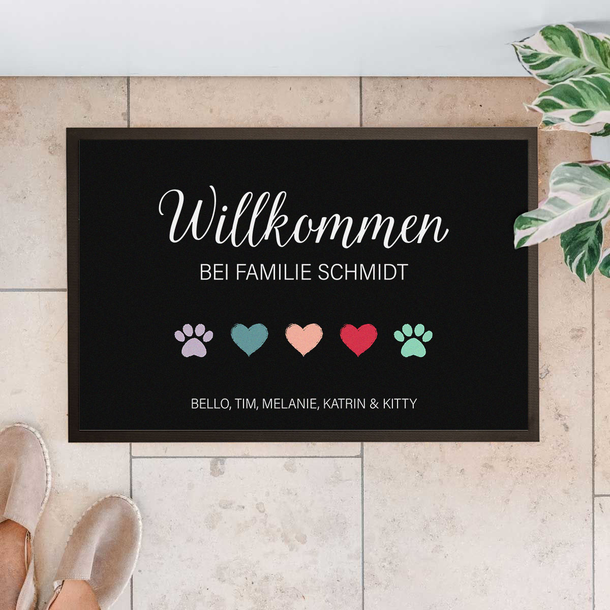 Personalisierbare Fußmatte mit Symbolen und Namen, Geburtstagsgeschenk, Geschenke Frauen, Geschenke Freundin, Geschenk Schwester, Romantische Geschenke, Hochzeitsgeschenk, Kleine Geschenke, Geschenk, Geschenkidee
