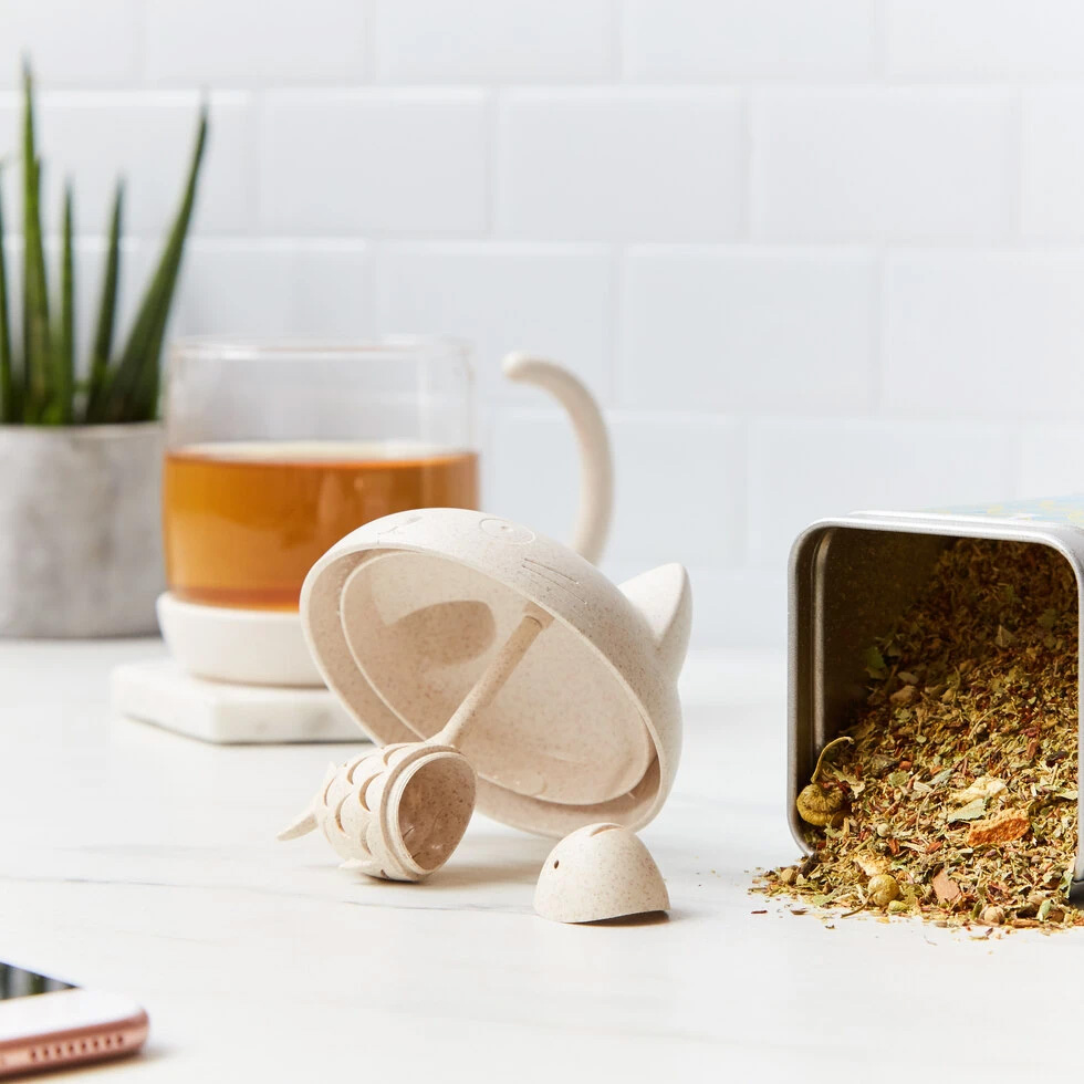 Katzen Teeglas mit Fisch Tee-Ei