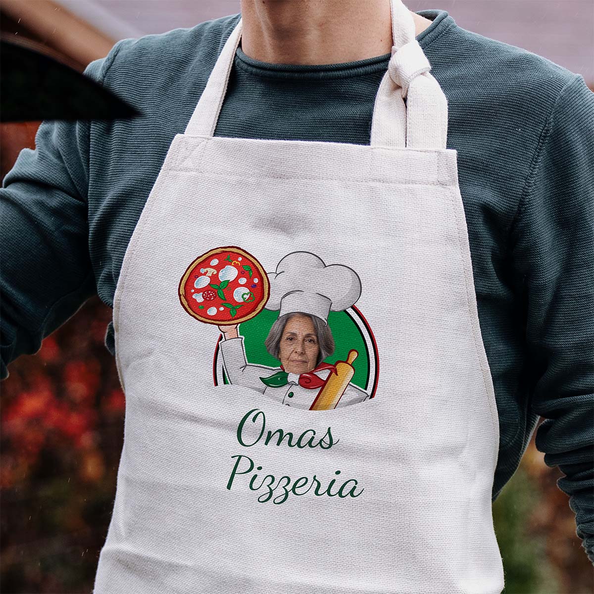 Personalisierte Küchenschürze Oma's Pizzeria mit Foto und Namen, Fotogeschenk, Witzige Geschenke, Romantische Geschenke, Hochzeitsgeschenk, Kleine Geschenke, Geschenk, Geschenkidee