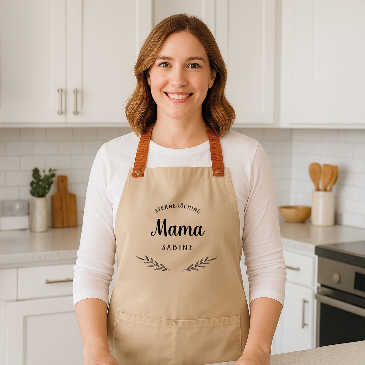 Personalisierbare Schürze mit Kranz und Text, Geburtstagsgeschenk, Geschenke Frauen, Geschenke Freundin, Geschenk Schwester, Geschenk Mama, Witzige Geschenke, Romantische Geschenke, Hochzeitsgeschenk, Kleine Geschenke, Geschenk, Geschenkidee