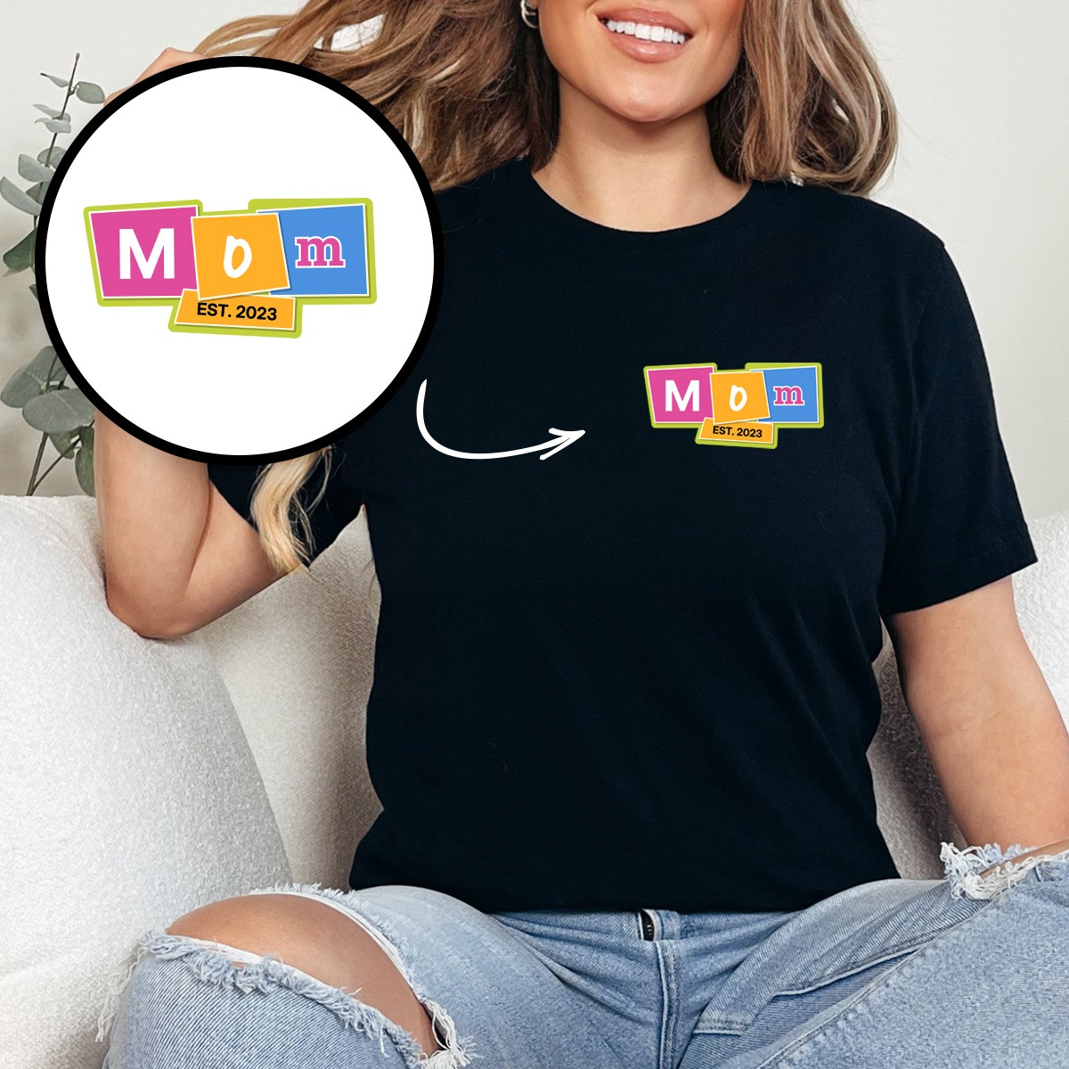 T-Shirt Mama Personalisiert mit Memphis-Design, Witzige Geschenke, Romantische Geschenke, Hochzeitsgeschenk, Geschenk, Geschenkidee