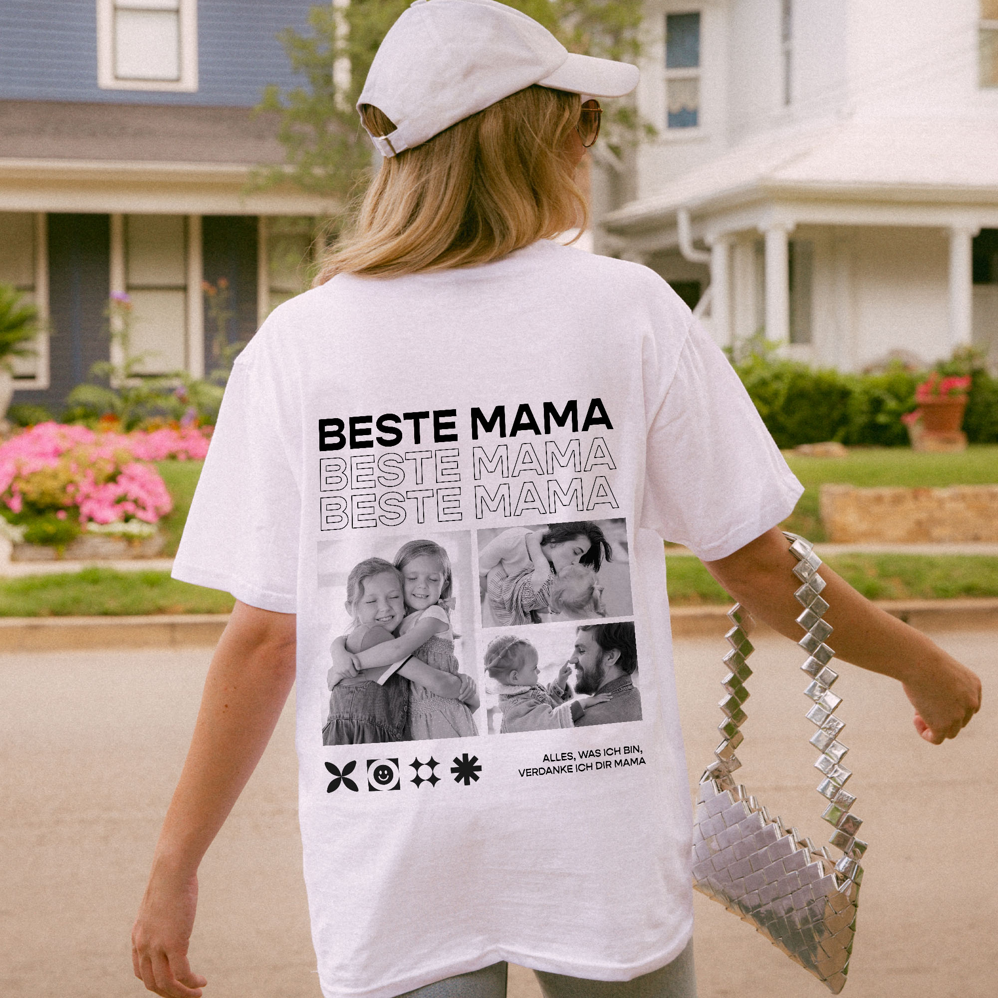 Personalisierbares Mama T-Shirt mit Schwarz Weiß Fotos und Text, Fotogeschenk, Witzige Geschenke, Romantische Geschenke, Hochzeitsgeschenk, Kleine Geschenke, Geschenk, Geschenkidee