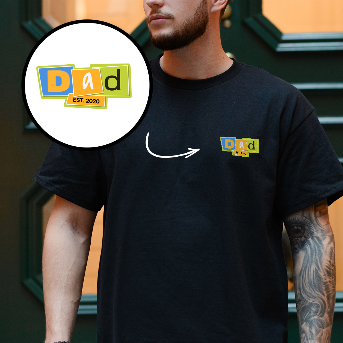 T-Shirt Papa Personalisiert mit Memphis-Design, Witzige Geschenke, Romantische Geschenke, Hochzeitsgeschenk, Geschenk, Geschenkidee