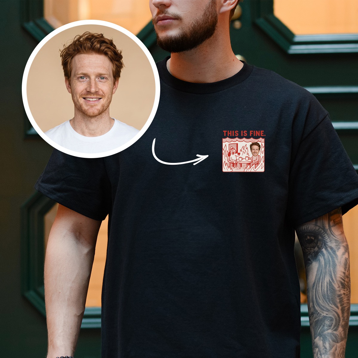 Personalisiertes T-Shirt This Is Fine Meme, Fotogeschenk, Witzige Geschenke, Romantische Geschenke, Hochzeitsgeschenk, Geschenk, Geschenkidee