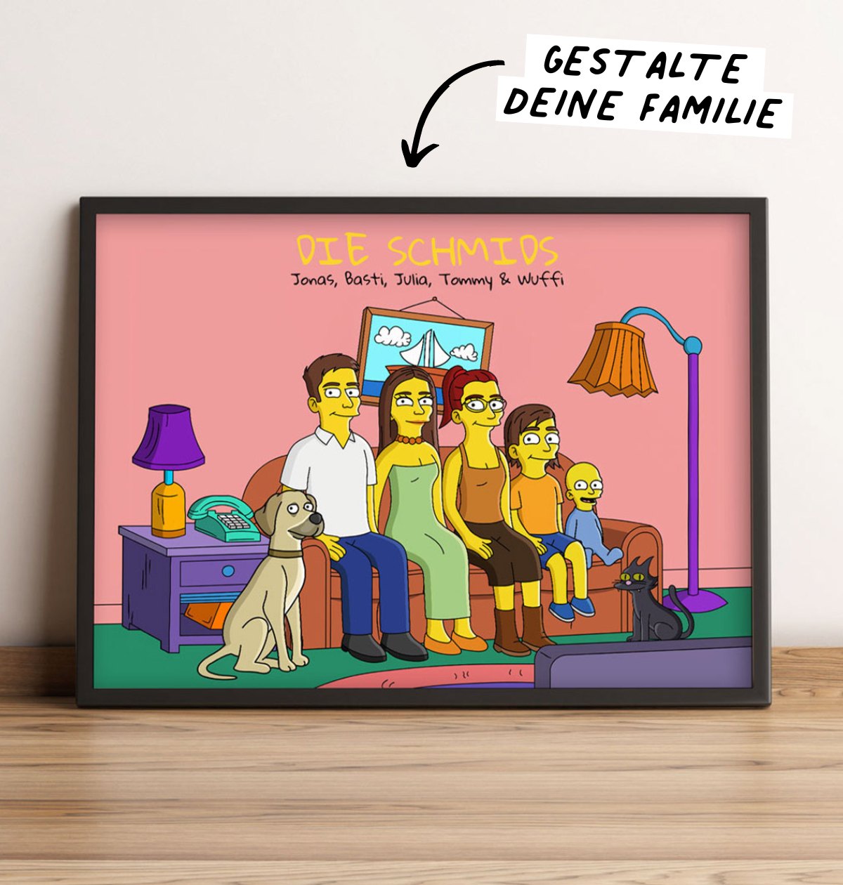 Personalisierbare Poster-Illustration Cartoon Familie, Vatertagsgeschenk, Witzige Geschenke, Romantische Geschenke, Hochzeitsgeschenk, Kleine Geschenke, Geschenk, Geschenkidee