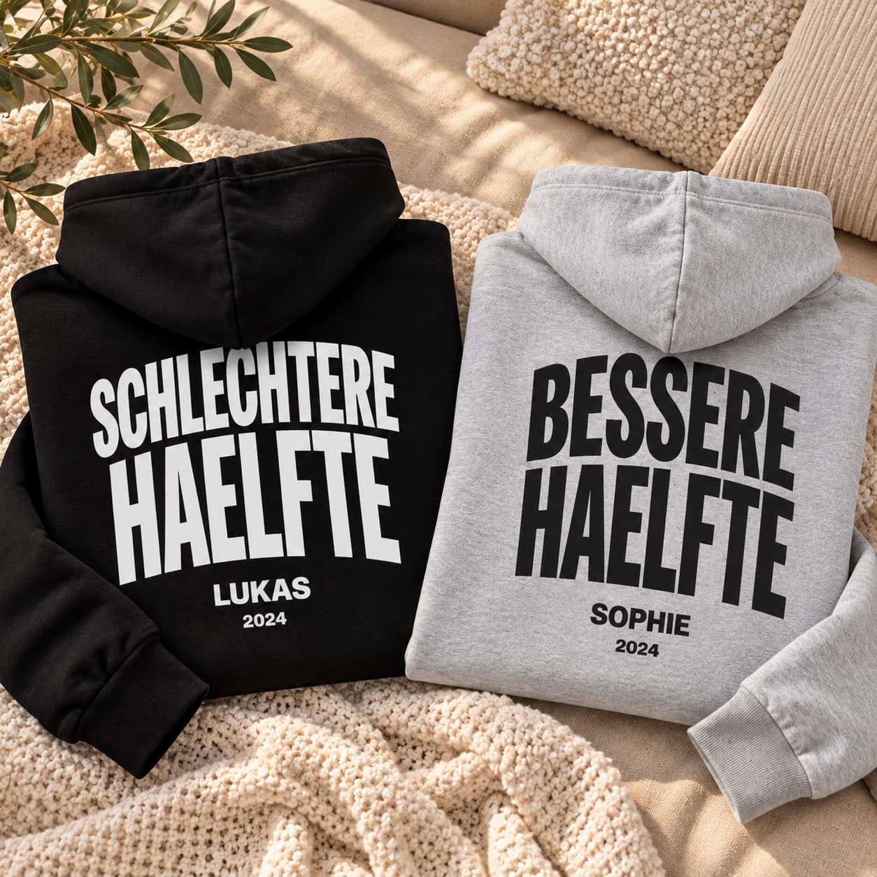 Personalisierter Kapuzenpullover mit Name - Bessere Hälfte, Geschenk, Geschenkidee