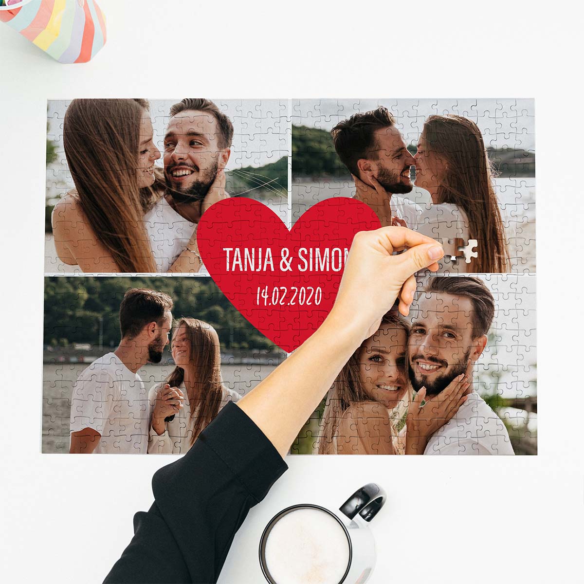 Personalisierbares Puzzle mit 4 Fotos und Text, Fotogeschenk, Witzige Geschenke, Romantische Geschenke, Hochzeitsgeschenk, Kleine Geschenke, Geschenk, Geschenkidee