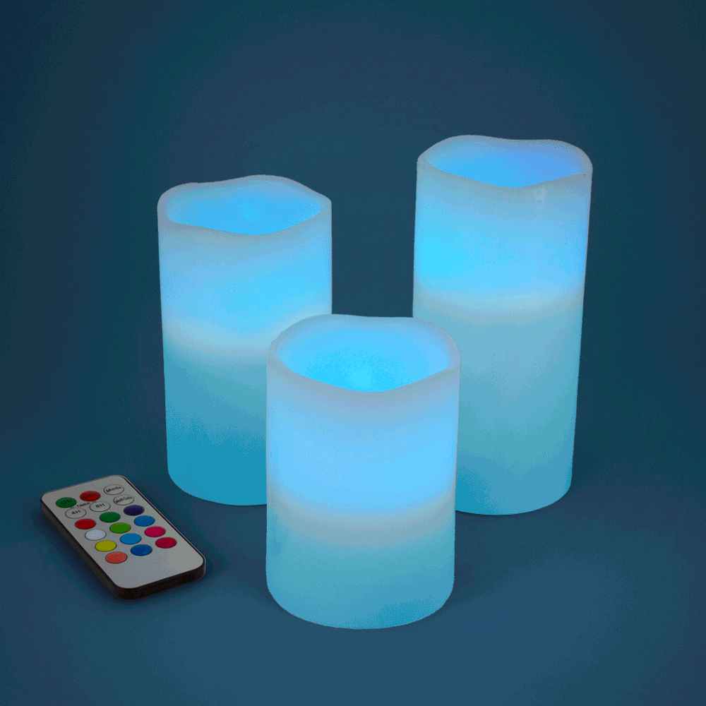 LED-Kerzen mit Fernbedienung 3er-Set