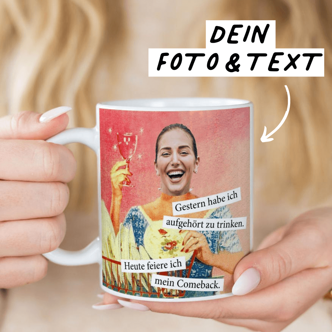 Personalisierbare Tasse mit Gesicht im Retro-Design, Fotogeschenk, Geschenke Frauen, Geschenke Freundin, Geschenk Schwester, Geschenk Mama, Witzige Geschenke, Kleine Geschenke, Geschenk, Geschenkidee