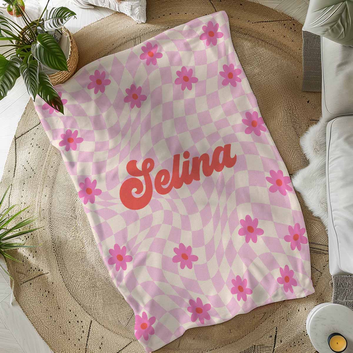 Personalisierbare Decke mit Retro-Hintergrund und Name, Geburtstagsgeschenk, Romantische Geschenke, Hochzeitsgeschenk, Kleine Geschenke, Geschenk, Geschenkidee