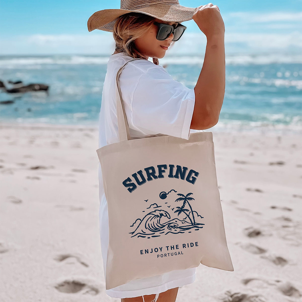 Personalisierbarer Jutebeutel mit Urlaubs-Illustration, Geburtstagsgeschenk, Geschenke Frauen, Geschenke Freundin, Geschenk Schwester, Geschenk Mama, Kleine Geschenke, Geschenk, Geschenkidee