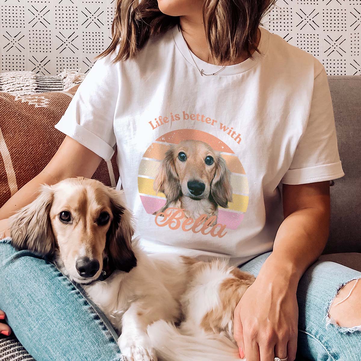 Personalisierbares Retro T-Shirt mit Haustier, Fotogeschenk, Witzige Geschenke, Romantische Geschenke, Hochzeitsgeschenk, Kleine Geschenke, Geschenk, Geschenkidee