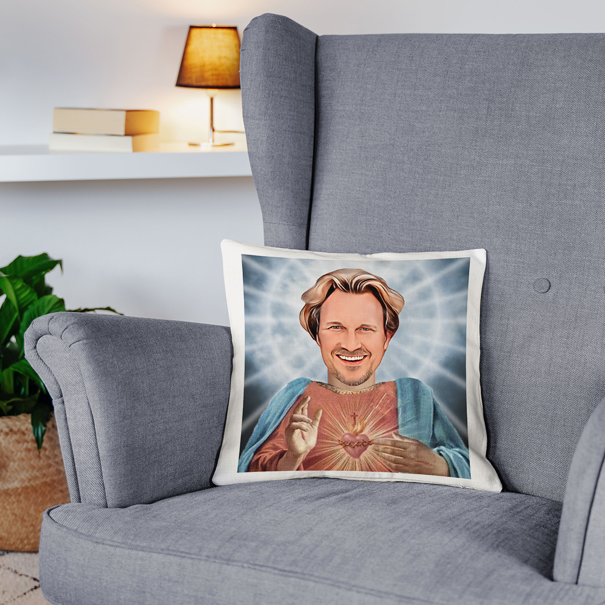 Personalisierbarer Kissenbezug mit Heiligenschein und Gesicht, Vatertagsgeschenk, Geschenk Papa, Fotogeschenk, Geburtstagsgeschenk, Geschenke Frauen, Geschenke Freundin, Geschenk Schwester, Geschenk Mama, Witzige Geschenke, Romantische Geschenke, Hochzeitsgeschenk, Kleine Geschenke, Geschenk, Geschenkidee