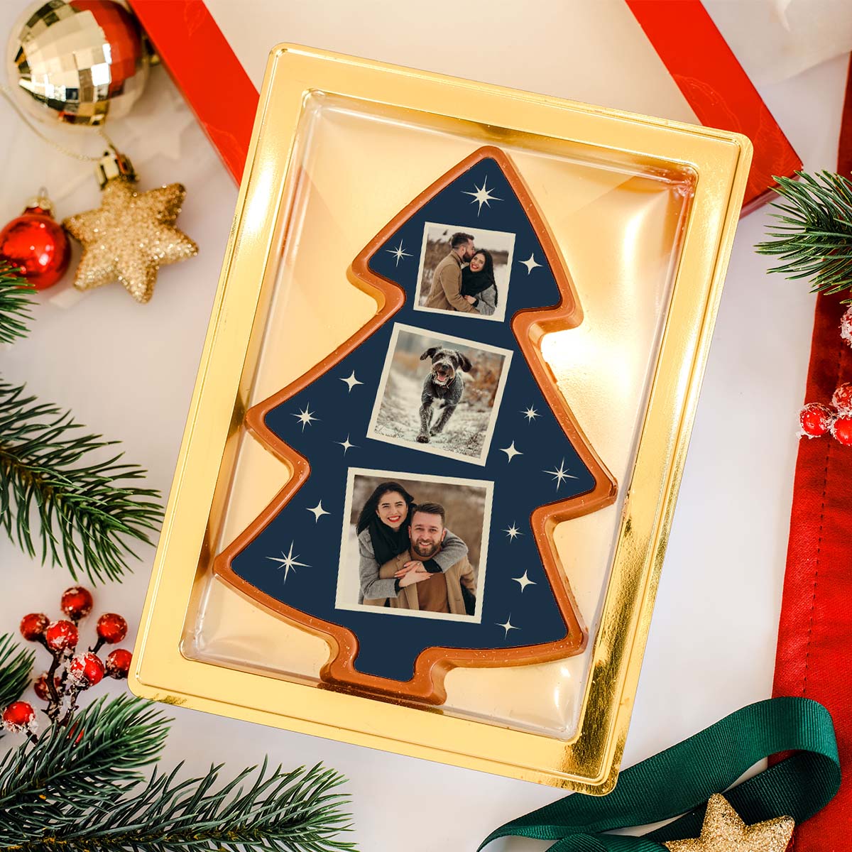 Personalisierte Schokolade als Tannenbaum mit 3 Fotos, Weihnachtsgeschenk, Fotogeschenk, Witzige Geschenke, Romantische Geschenke, Hochzeitsgeschenk, Kleine Geschenke, Geschenk, Geschenkidee