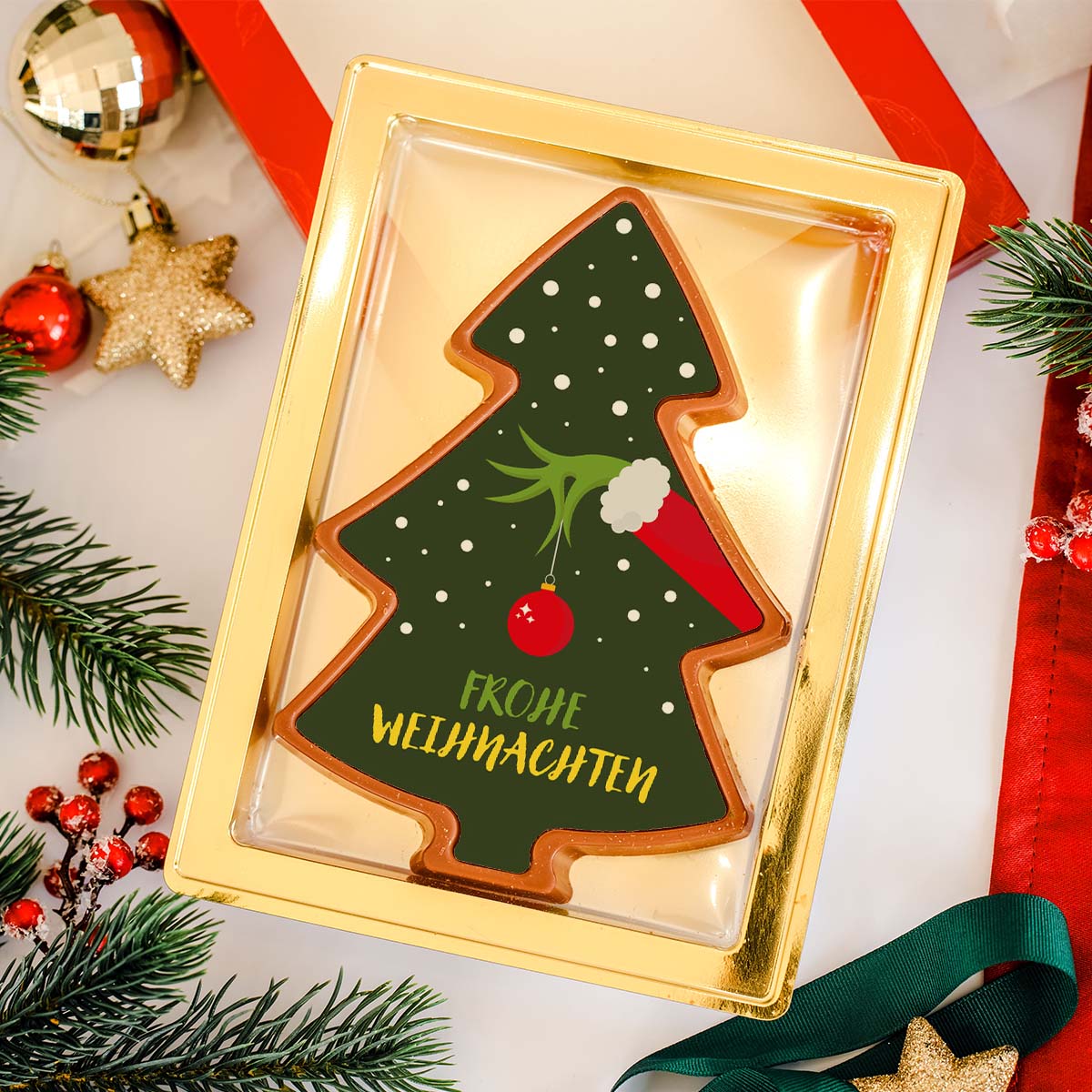 Personalisierte Schokolade als Tannenbaum Grinch, Weihnachtsgeschenk, Fotogeschenk, Witzige Geschenke, Romantische Geschenke, Hochzeitsgeschenk, Kleine Geschenke, Geschenk, Geschenkidee