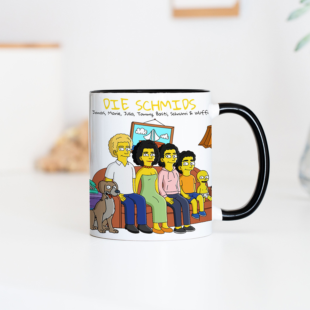 Personalisierbare Tassen-Illustration Cartoon Familie, Vatertagsgeschenk, Witzige Geschenke, Romantische Geschenke, Hochzeitsgeschenk, Kleine Geschenke, Geschenk, Geschenkidee