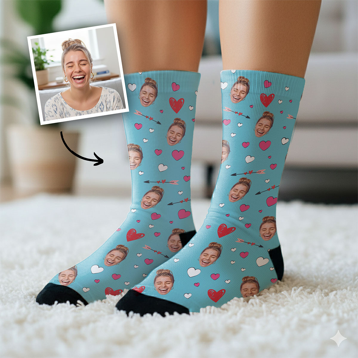 Personalisierbare Socken mit Gesicht und Liebes-Designs, Fotogeschenk, Geburtstagsgeschenk, Geschenk Männer, Geschenk Freund, Geschenk Bruder, Geschenke Frauen, Geschenke Freundin, Geschenk Schwester, Geschenk Mama, Witzige Geschenke, Romantische Geschenke, Hochzeitsgeschenk, Geschenk, Geschenkidee