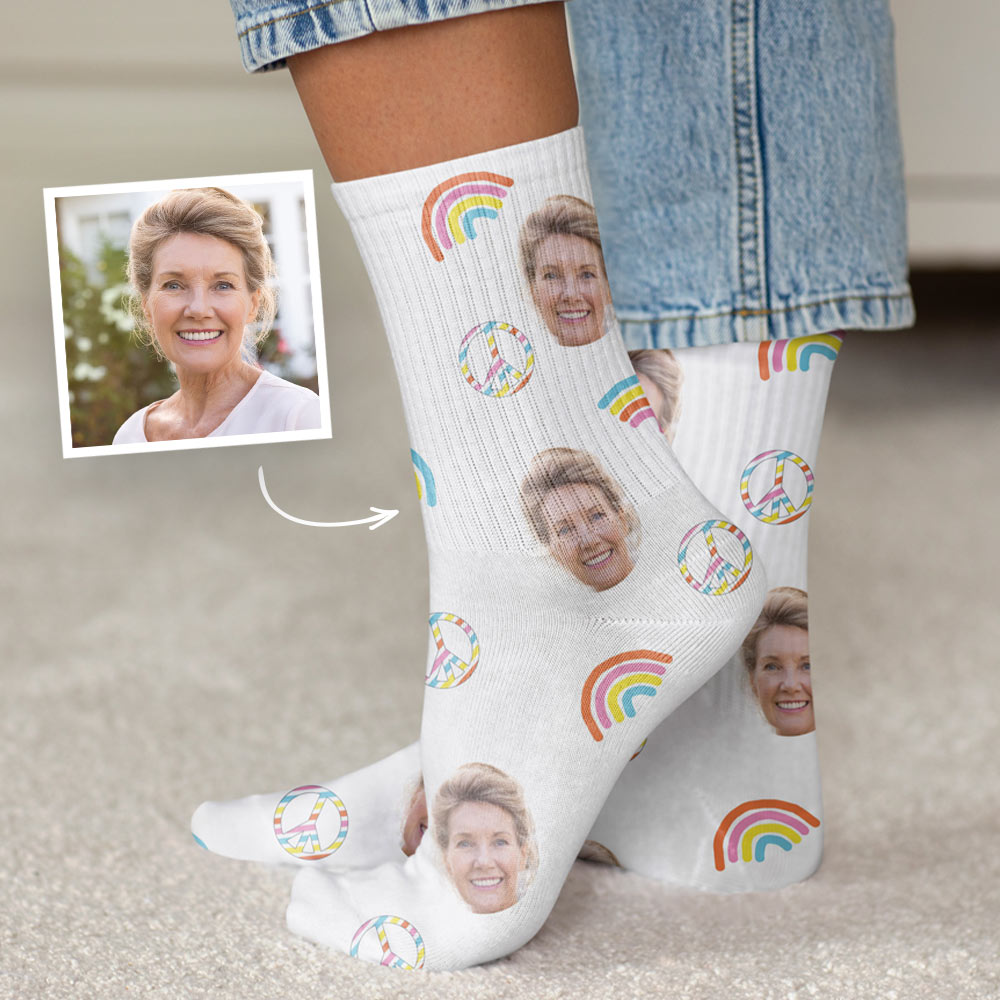 Personalisierbare Socken mit Gesicht und Hintergründen, Fotogeschenk, Geburtstagsgeschenk, Geschenke Frauen, Geschenke Freundin, Geschenk Schwester, Witzige Geschenke, Romantische Geschenke, Hochzeitsgeschenk, Geschenk, Geschenkidee