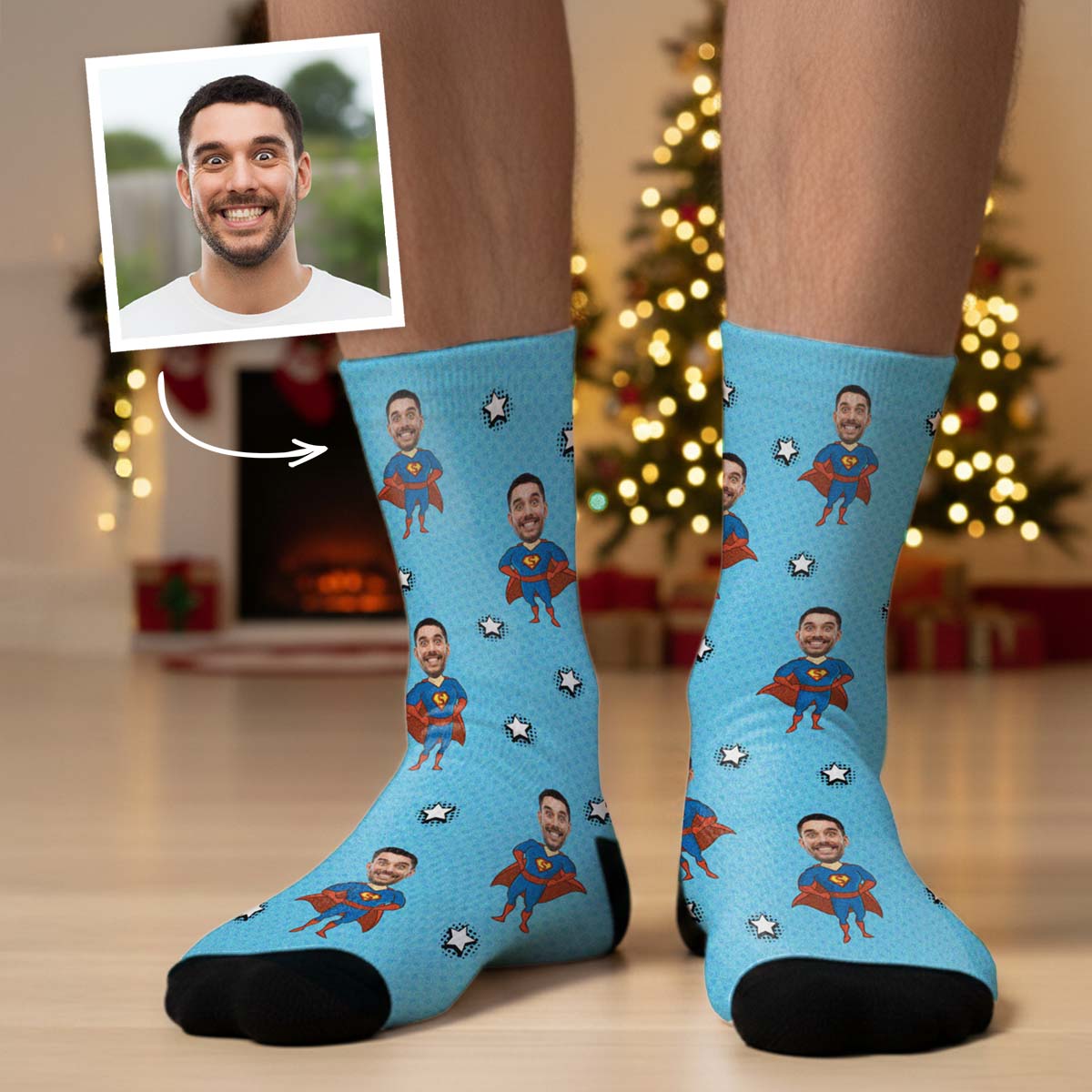 Personalisierbare Socken mit Gesicht und Superhelden, Weihnachtsgeschenk, Fotogeschenk, Geburtstagsgeschenk, Geschenk Männer, Geschenk Freund, Geschenk Bruder, Geschenke Frauen, Geschenke Freundin, Geschenk Schwester, Geschenk Mama, Geschenk Papa, Witzige Geschenke, Romantische Geschenke, Hochzeitsgeschenk, Geschenk, Geschenkidee