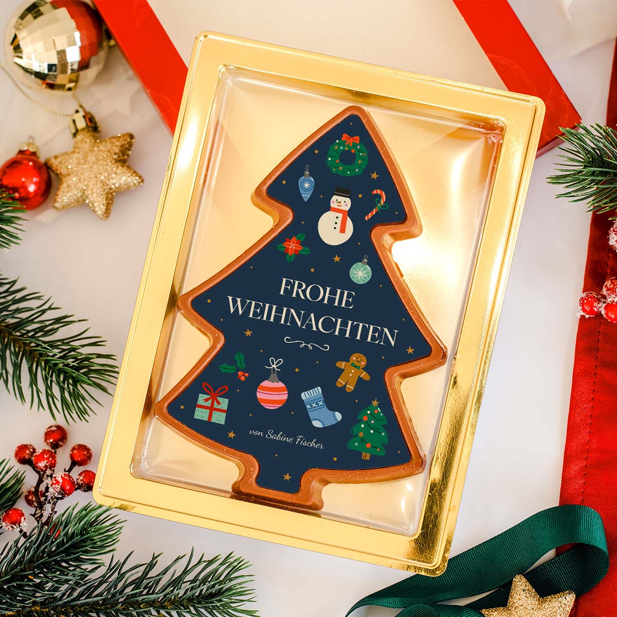 Personalisierte Schokolade als Tannenbaum mit Text, Weihnachtsgeschenk, Fotogeschenk, Witzige Geschenke, Romantische Geschenke, Hochzeitsgeschenk, Kleine Geschenke, Geschenk, Geschenkidee
