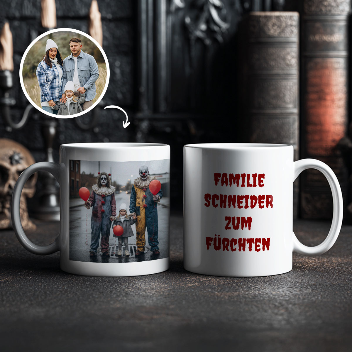 Personalisierbare Tasse mit individuellem Horrordesign, Fotogeschenk, Witzige Geschenke, Romantische Geschenke, Hochzeitsgeschenk, Kleine Geschenke, Geschenk, Geschenkidee