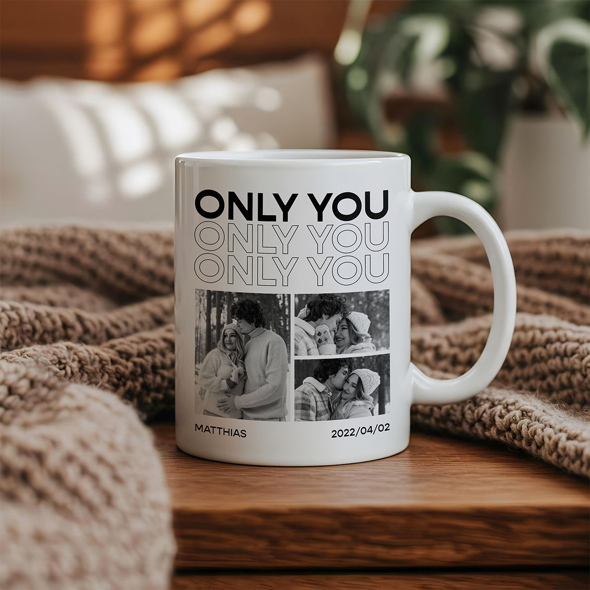 Personalisierbare Tasse mit Schwarz Weiß Fotos und Text, Weihnachtsgeschenk, Fotogeschenk, Witzige Geschenke, Romantische Geschenke, Hochzeitsgeschenk, Kleine Geschenke, Geschenk, Geschenkidee