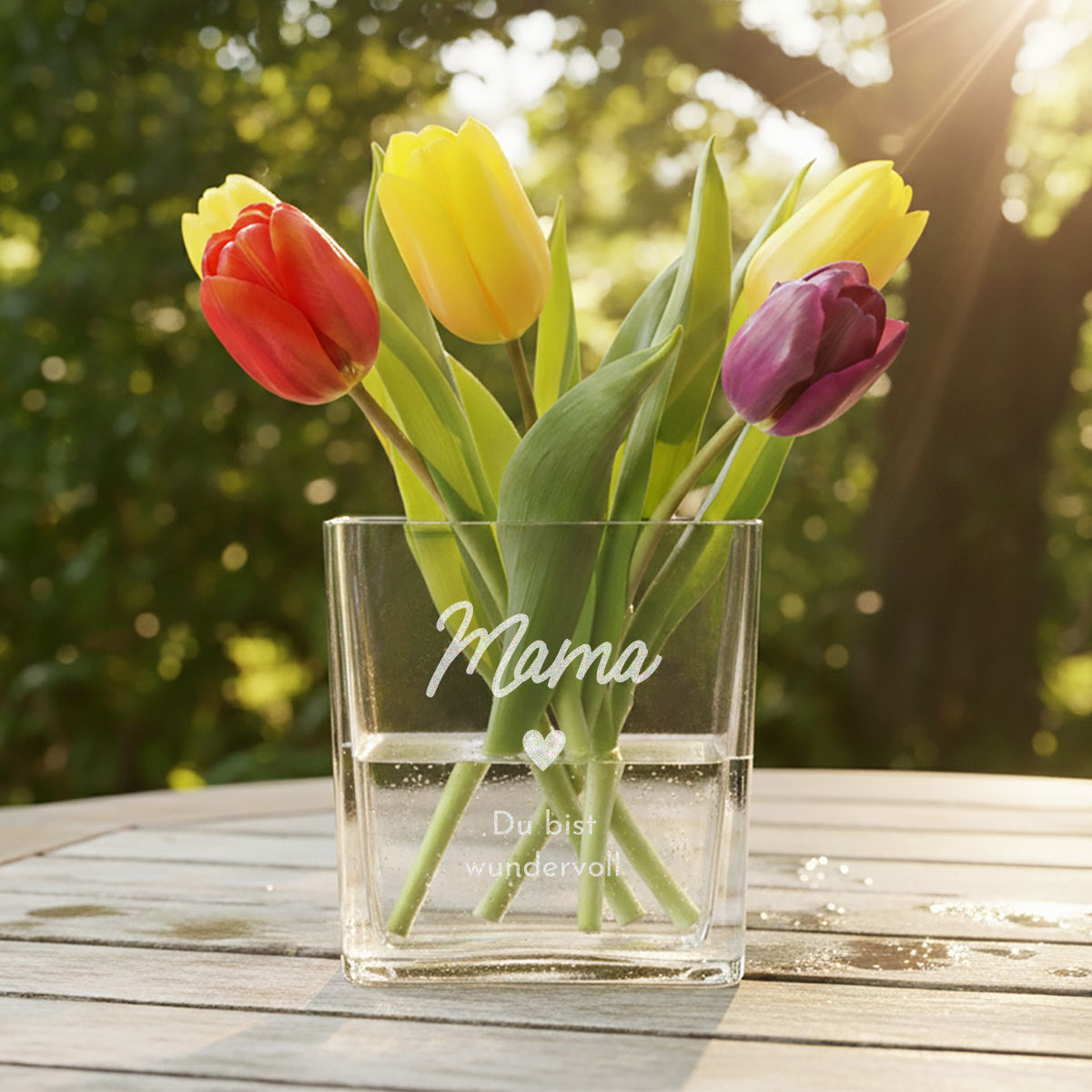 Personalisierbare Blumenvase mit Text und Symbol, Kleine Geschenke, Geschenk, Geschenkidee
