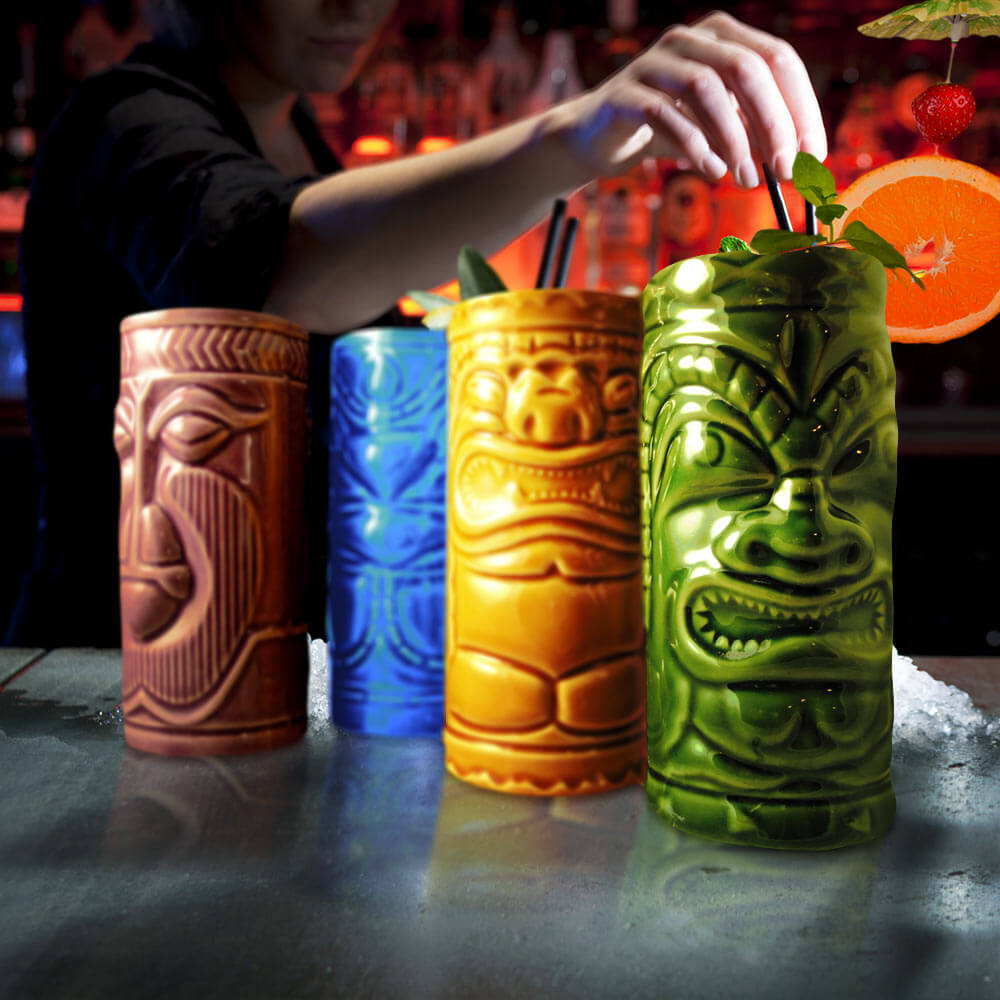 Tiki Cocktailbecher 4er-Set, Witzige Geschenke, Romantische Geschenke, Hochzeitsgeschenk, Kleine Geschenke, Geschenk, Geschenkidee