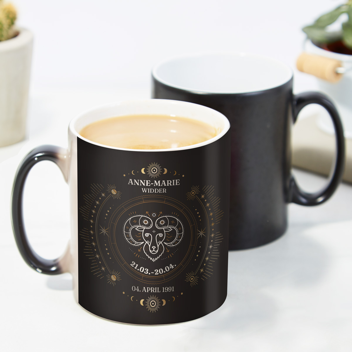 Temperaturempfindliche Tasse mit Sternzeichen