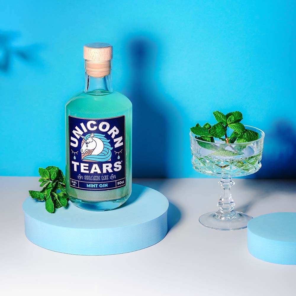 Einhorn-Tränen Gin mit Minze, Romantische Geschenke, Hochzeitsgeschenk, Geschenk, Geschenkidee