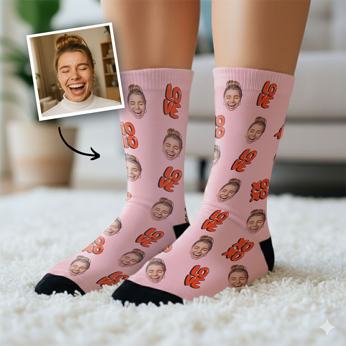 Personalisierbare Socken mit Gesicht und verschiedenen Designs, Geschenke Frauen, Geschenke Freundin, Geschenk Schwester, Witzige Geschenke, Romantische Geschenke, Hochzeitsgeschenk, Kleine Geschenke, Geschenk, Geschenkidee