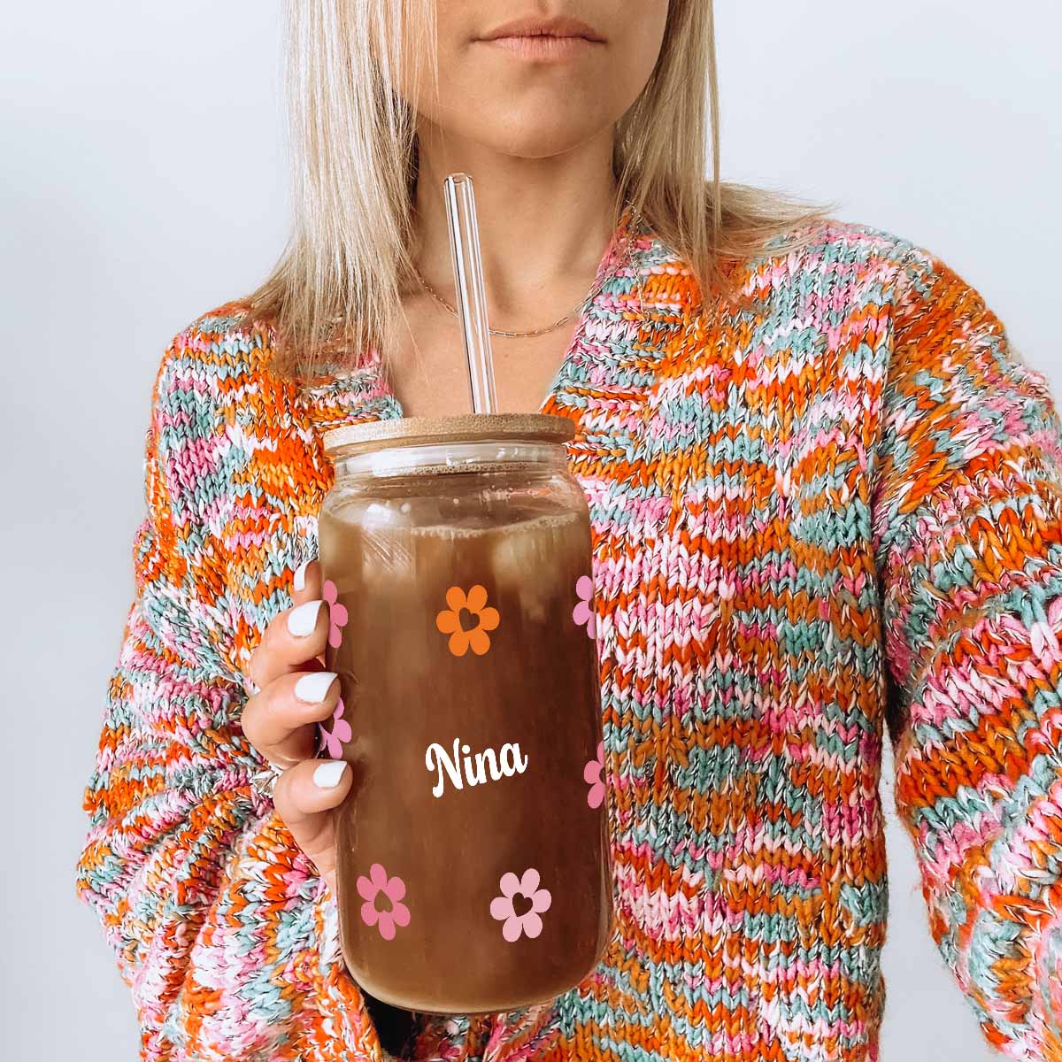 Personalisierbares Trinkglas mit Muster und Name, Romantische Geschenke, Hochzeitsgeschenk, Kleine Geschenke, Geschenk, Geschenkidee