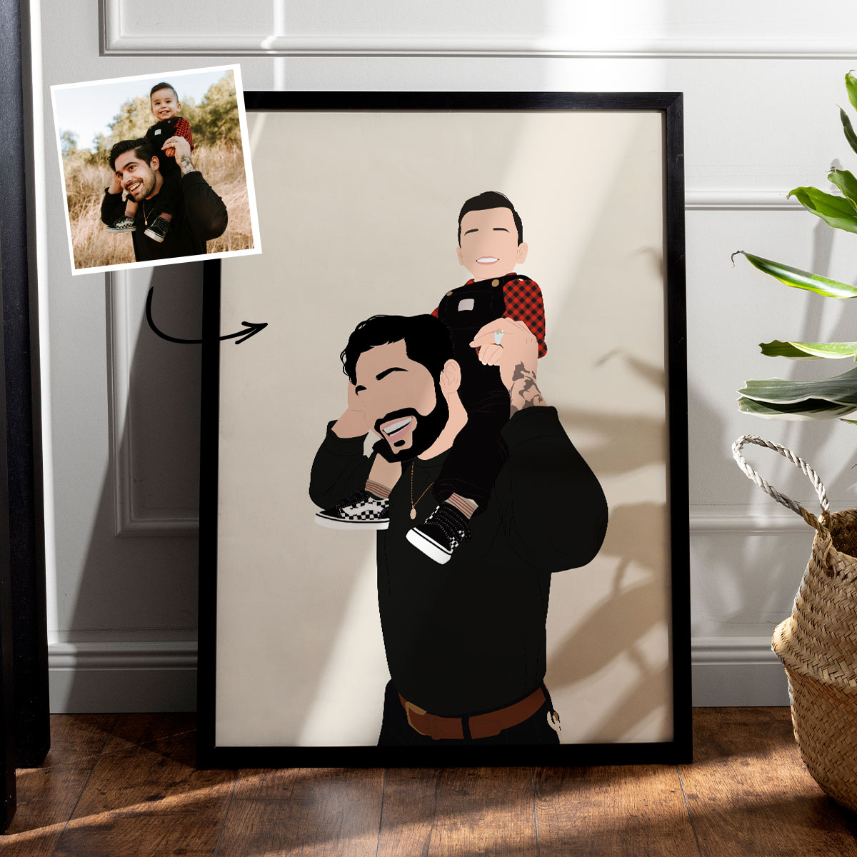 Handgezeichnete Poster Illustration mit 2 Personen, personalisiert, personalisierbar, Vatertagsgeschenk, Geschenk Papa, Fotogeschenk, Geburtstagsgeschenk, Geschenk Männer, Geschenk Freund, Geschenk Bruder, Geschenke Frauen, Geschenke Freundin, Geschenk Schwester, Geschenk Mama, Romantische Geschenke, Hochzeitsgeschenk, Kleine Geschenke, Geschenk, Geschenkidee