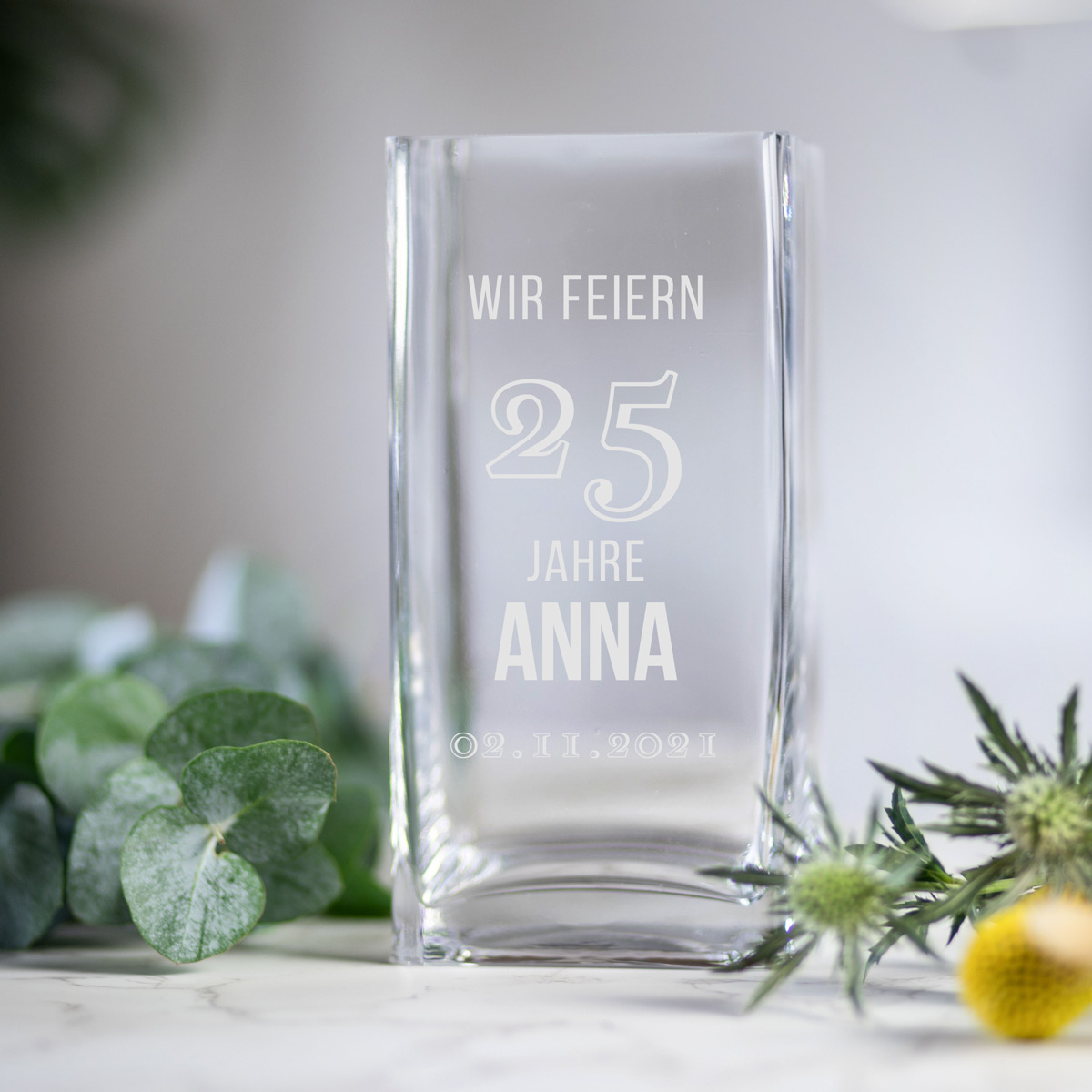 Personalisierbare Vase zum Geburtstag