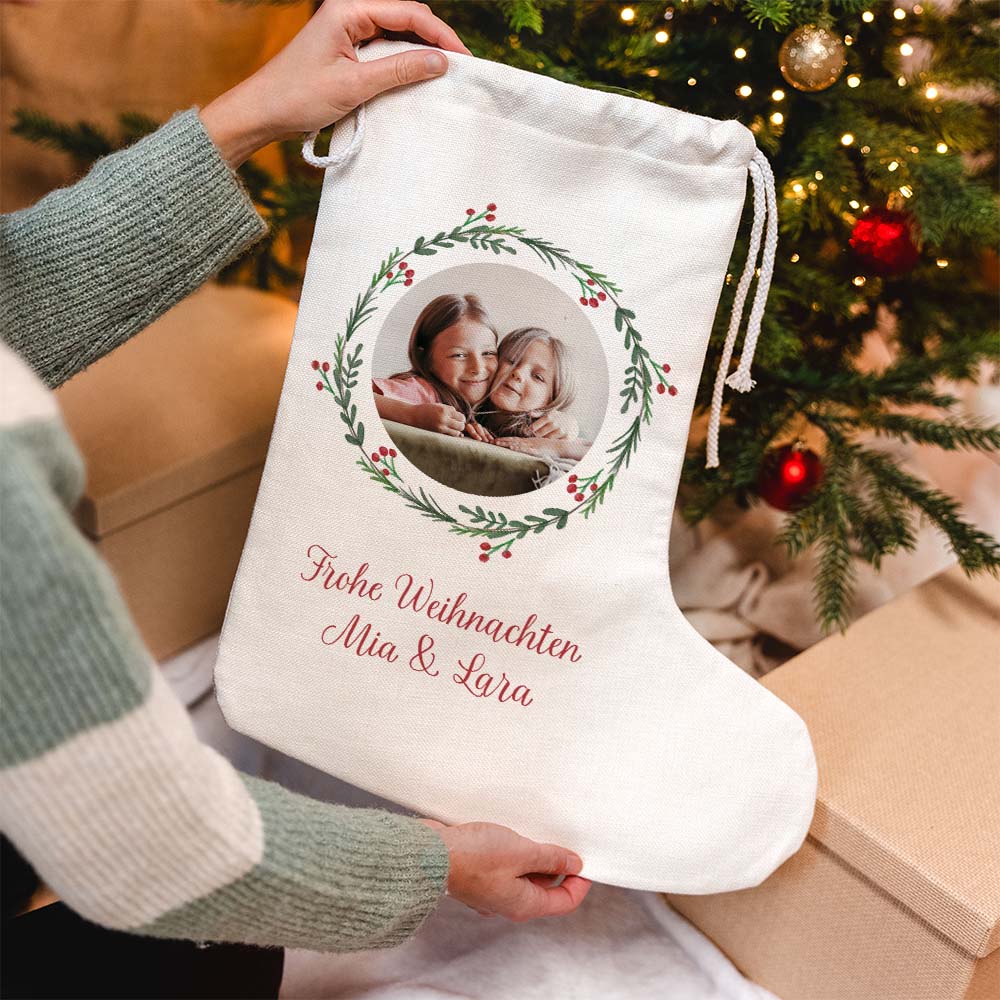 Personalisierbarer Weihnachtsstrumpf mit Foto und Text, Fotogeschenk, Romantische Geschenke, Hochzeitsgeschenk, Kleine Geschenke, Geschenk, Geschenkidee