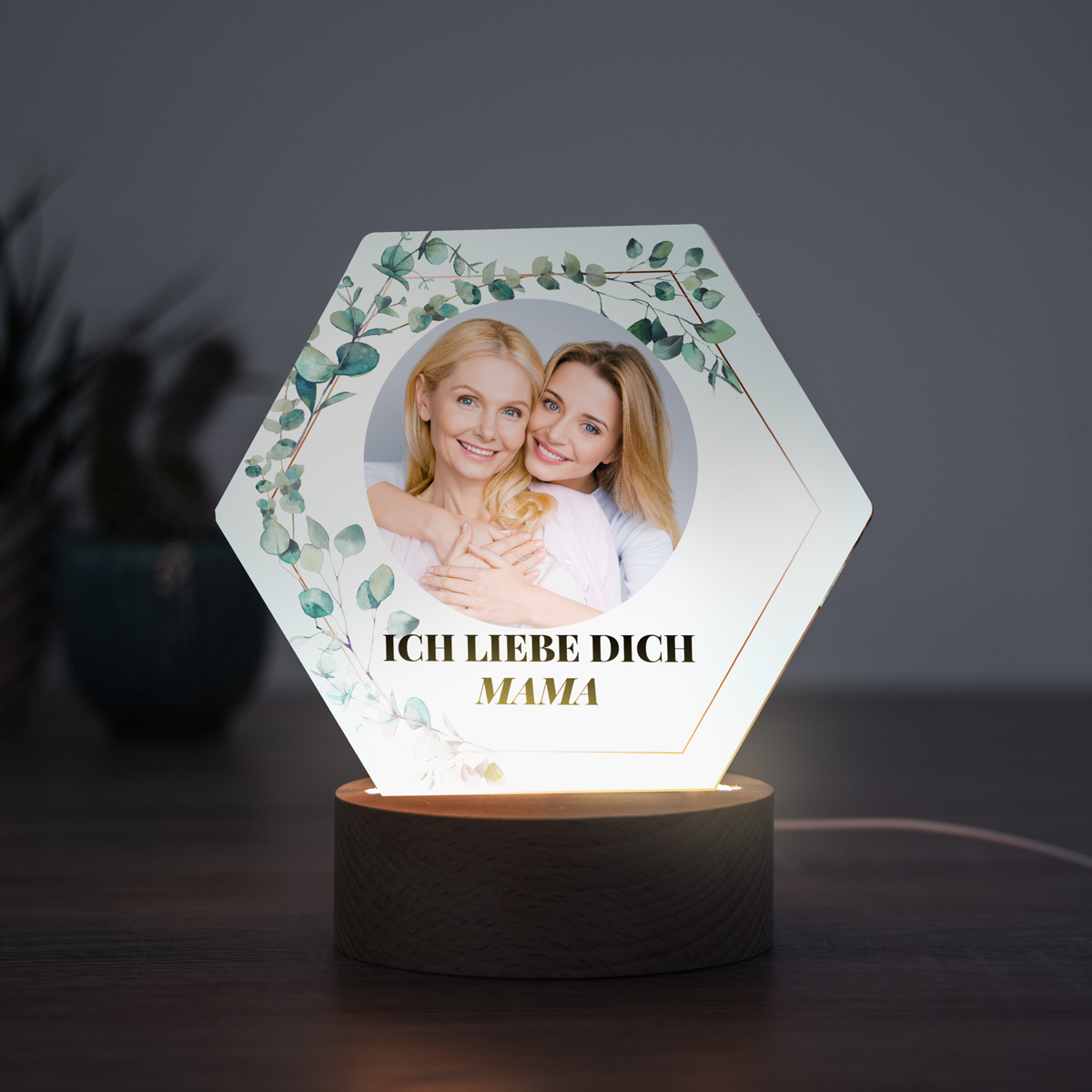 Personalisierbare LED-Lampe Blätter mit Foto und Text Geschenke für Mama LED Leuchte mit Blättern mit Bild und Text