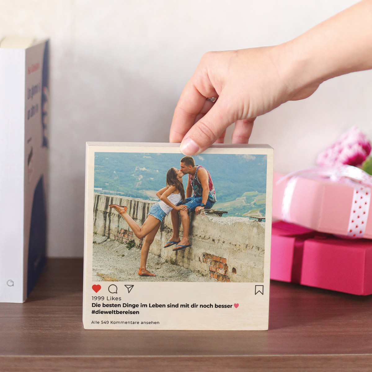 Hochzeitsgeschenke personalisierbares Holzbild im Instagram Style