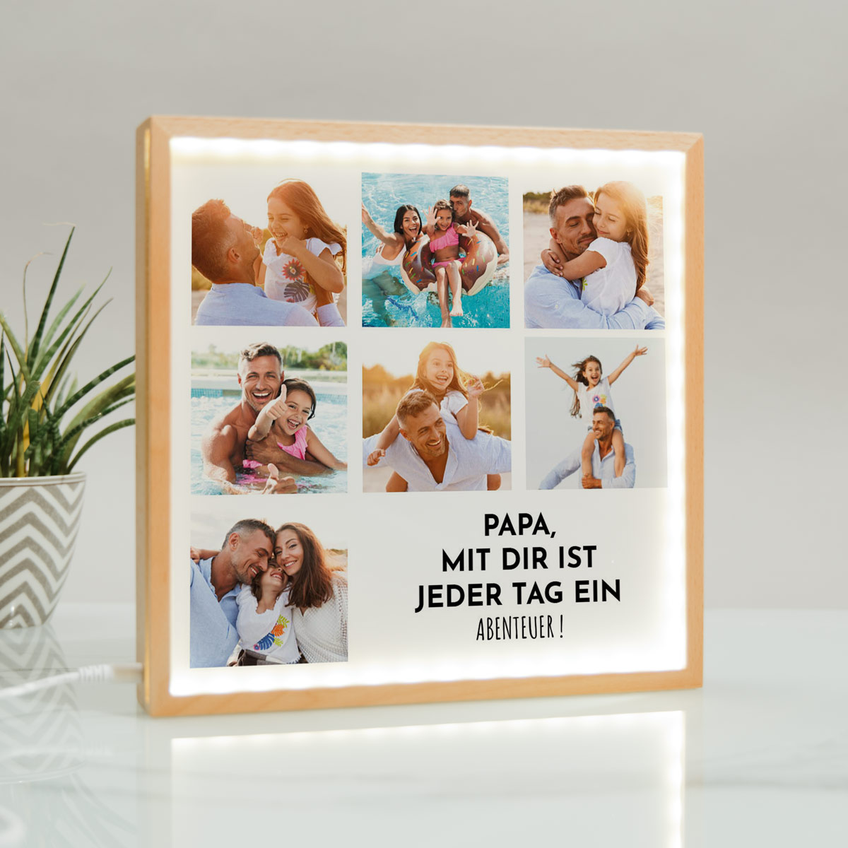 Vatertagsgeschenke personalisierbare Light Box mit 7 Bildern und Text Vatertagsgeschenke personalisierbare Light Box mit 7 Bildern und Text
