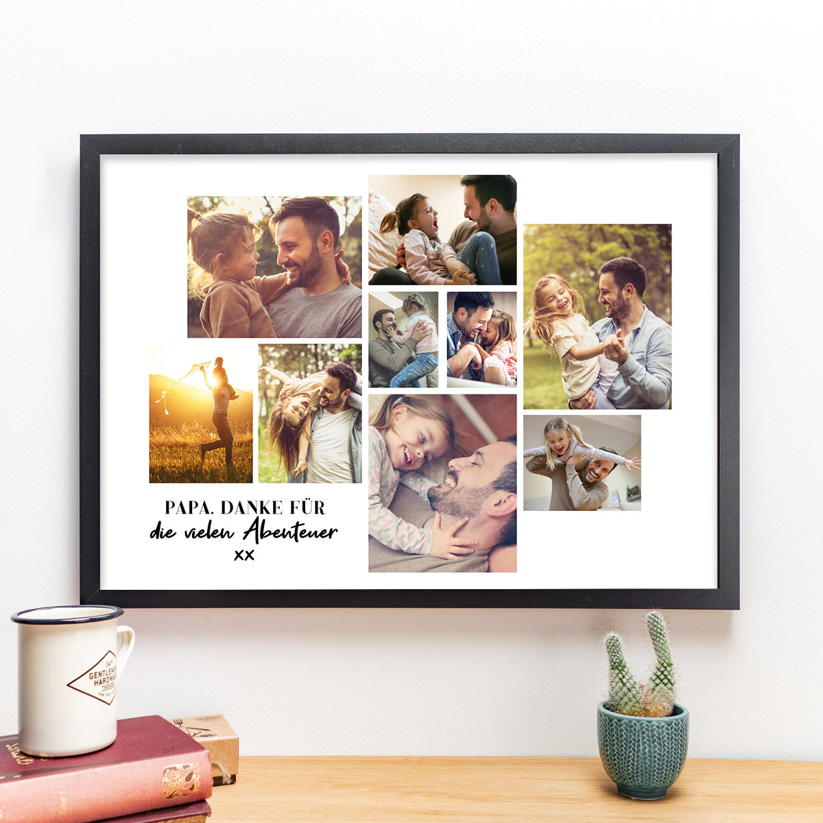 Personalisierbares Fotocollage Poster mit 9 Fotos Geschenke für Papa Poster mit Bild Collage und Text
