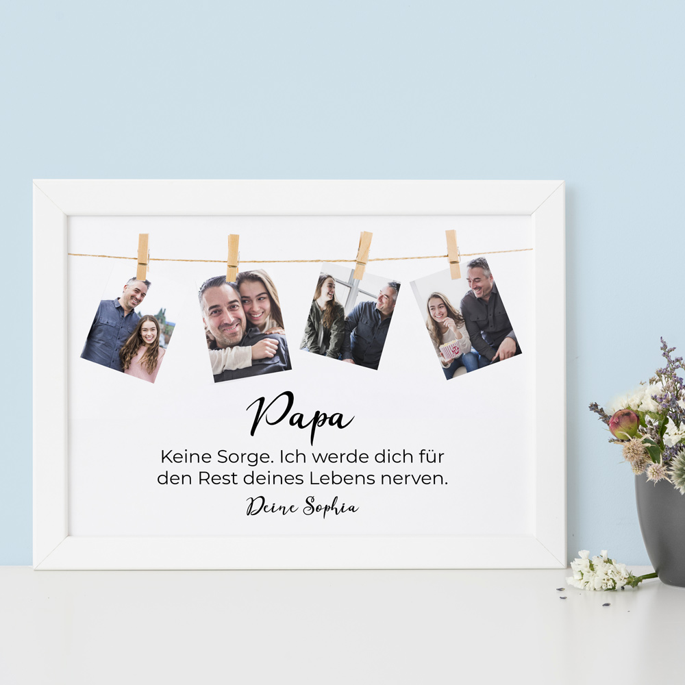 Geschenke für Papa Poster mit Fotoschnur und Text