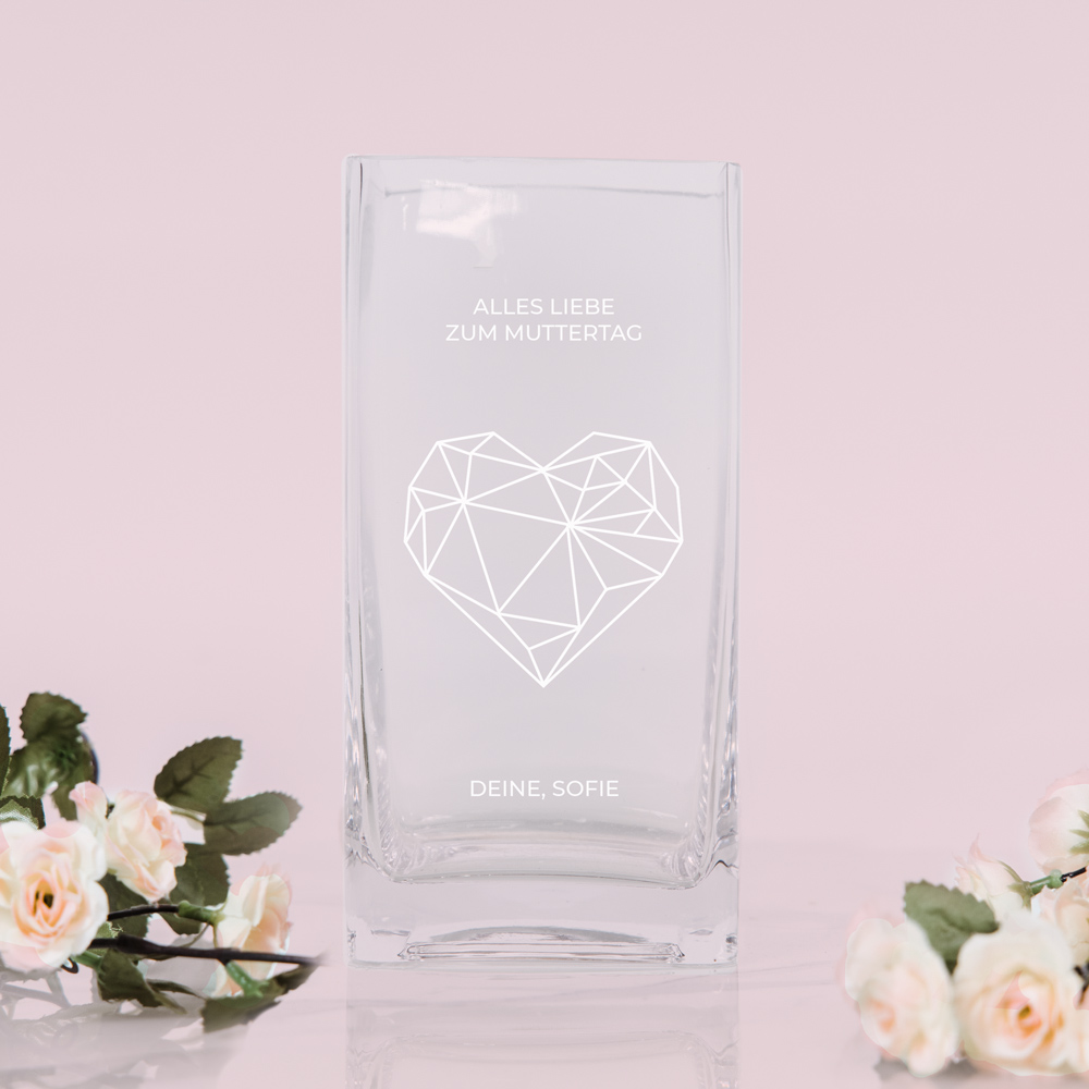 Personalisierbare Vase mit Herz und Text Geschenke für Mama Vase mit Herz und Text
