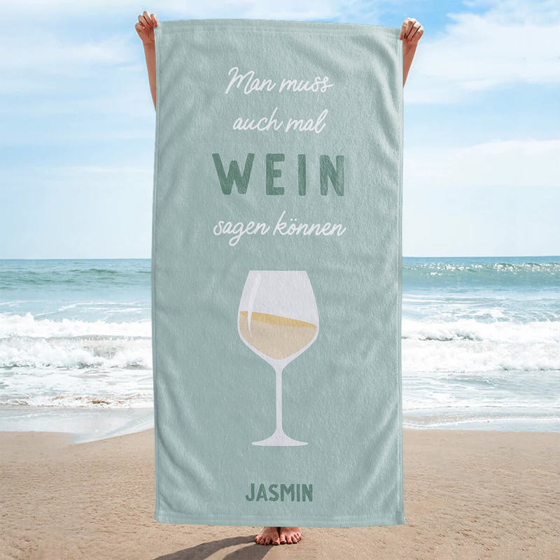 Personalisierbares Handtuch mit Getränken und Spruch Weingeschenke Weinhandtuch