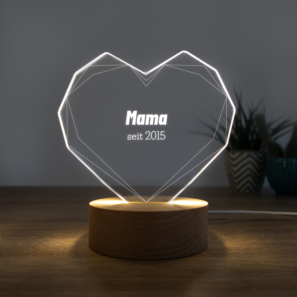 Personalisierbare Herz-Lampe mit Name geschenke für mama personalisierbare led leuchte herz