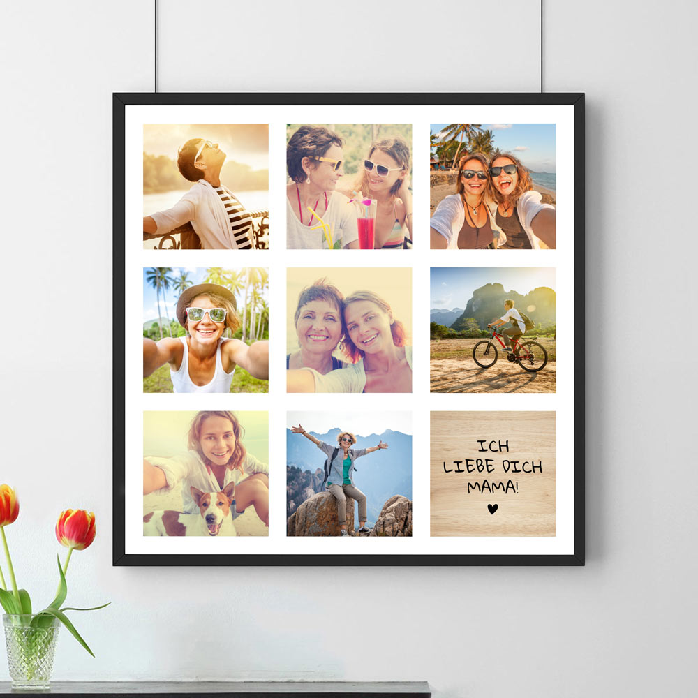 Personalisierbares Foto-Poster mit Text Geschenke für Mama Personalisierbares Foto-Poster mit 8 Bildern und Text