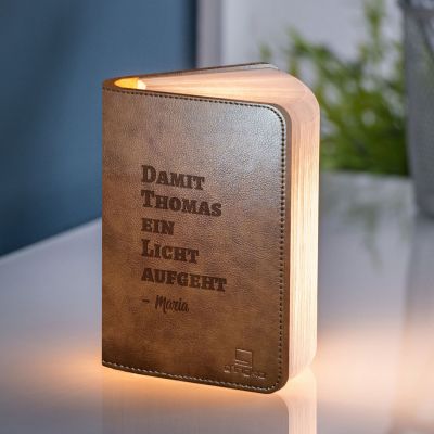 Personalisierbare Buch-Leuchte mit Text Personalisierbare Buch-Leuchte mit Text