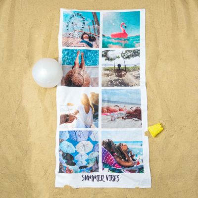 Personalisierbares Handtuch mit 8 Fotos und Text Personalisierbares Handtuch mit 8 Fotos und Text