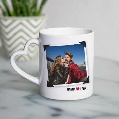 Herzhenkel-Tasse mit Bild und Text Herzhenkel-Tasse mit Bild und Text